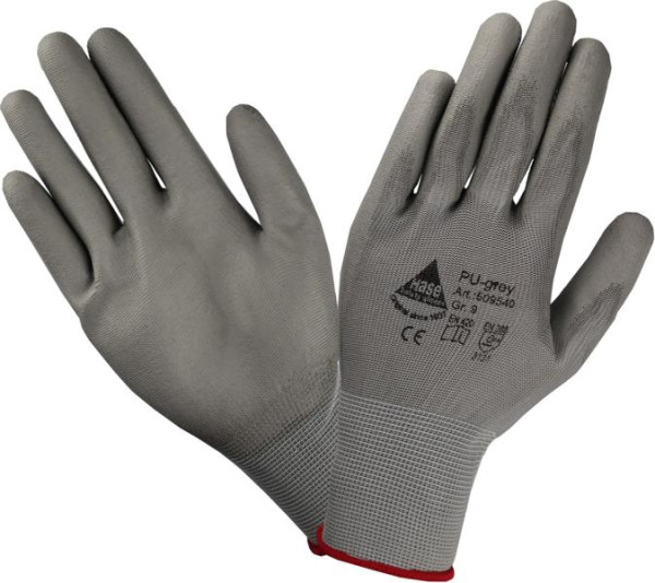 Hase Safety Feinstrick Handschuh mit Soft-PU Beschichtung, grau, Größe: 10, VE: 10 Paar, 509540-10