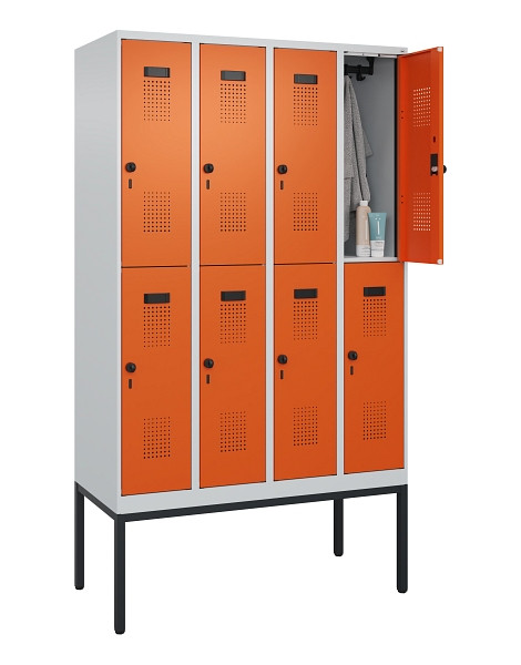 C+P Doppelstock-Spind Evolo PLUS, Gestell, 8 Fächer, 2120x1200x500mm, 7035/2004, Drehriegel, 0493307-40 S10002