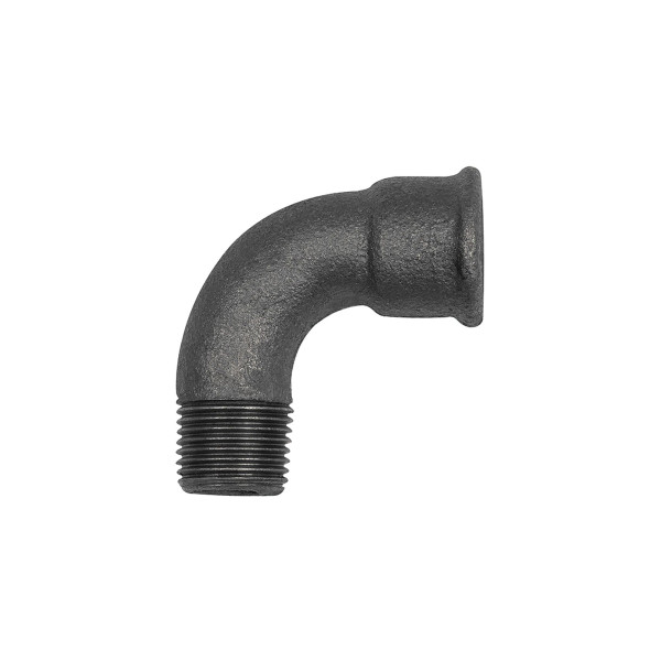 Riegler Bogen 1a, 90°, kurz, Rp 1/2 innen, R 1/2 außen Temperguss schwarz, 133580