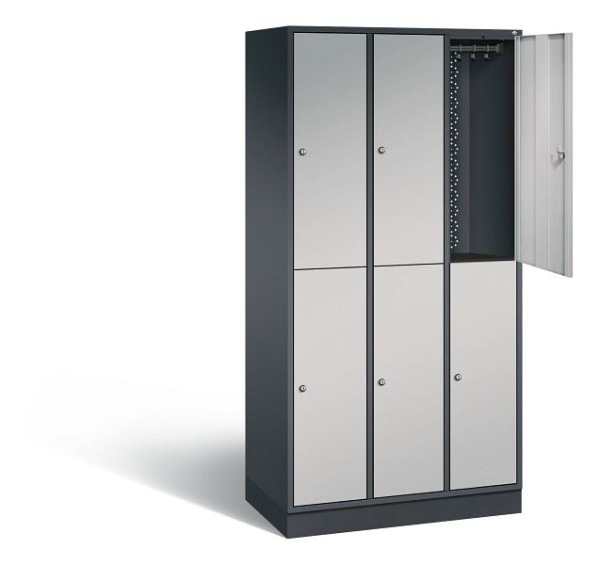 C+P Spind doppelstöckig Intro, H1950xB920xT490mm, Farbe: Schwarzgrau / Weißaluminium, 8270-301 S10054