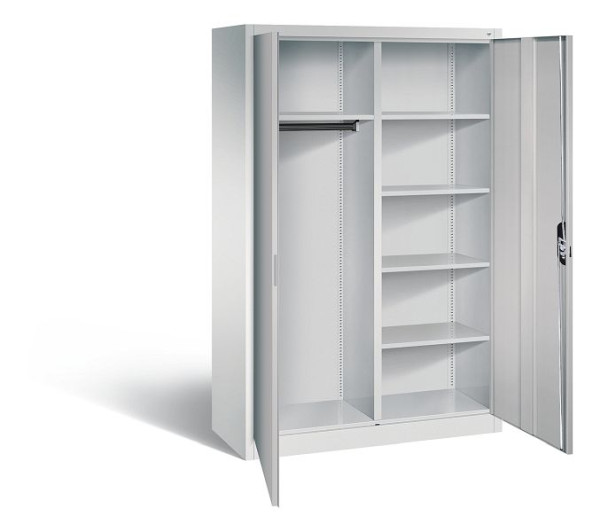C+P Akten-/Garderobenschrank Acurado, H1950xB1200xT500mm, Farbe: Lichtgrau / Weißaluminium, Muldengriff, 9480-30 S10041