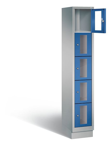 C+P Schließfachschrank Classic, H1800xB320xT500mm, Farbe: Weißaluminium / Enzianblau, 8020A105 S10014