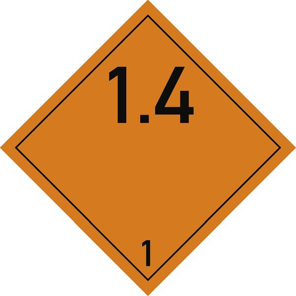 Moedel Gefahrzettel Klasse 1 - Unterklasse 1.4, Folie, 250x250 mm, 65943