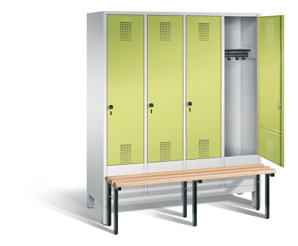 C+P Garderobenschrank Evolo, H1850xB1590xT815mm, Farbe: Lichtgrau / Viridingrün, 48030-42 S10116