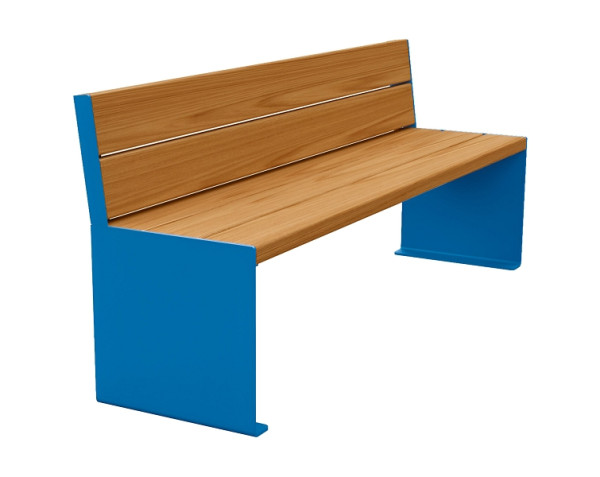 Procity Sitzbank Kube, 1800 mm, Mit Rückenlehne Stahl & Holz Ohne Armlehnen, helle Eiche/RAL 5010, 306384.5010.CHEC