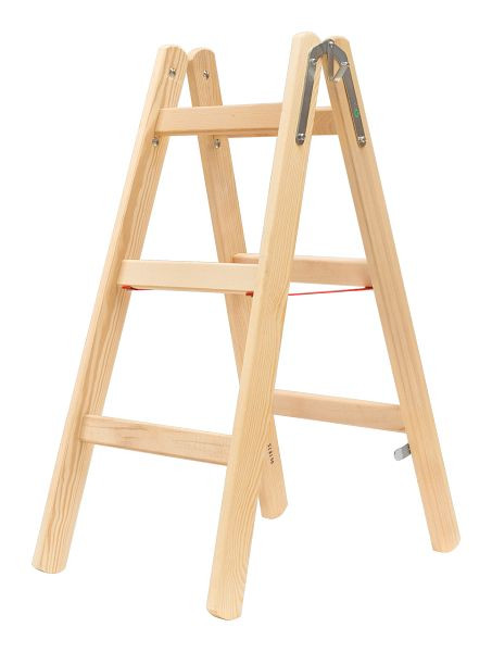 HYMER Holz-Sprossenstehleiter, beidseitig begehbar, 2x3 Sprossen, Länge 0,95 m, 7141006