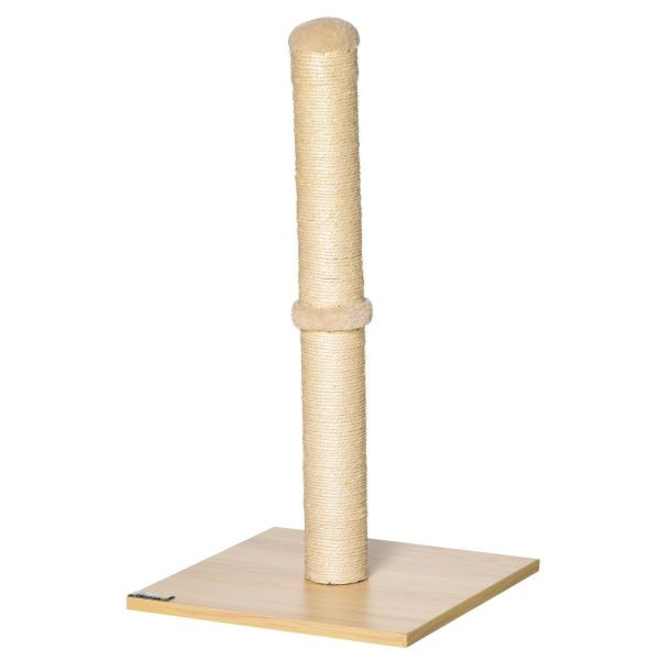 PawHut Kratzstamm für Katzen, Spanplatte Sisal Beige+Eiche 34 x 34 x 60 cm, D30-455