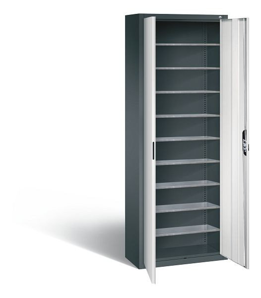 C+P Magazinschrank Serie 13, H1980xB700xT300mm, Farbe: Anthrazitgrau / Lichtgrau, Muldengriff, 133113-20 S10256