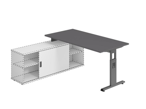Hammerbacher Anbauschreibtisch T-Fuß 160x80cm Graphit/Graphit, VOSE16/G/G