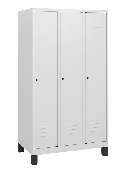 C+P Umkleidespind Classic PLUS, Füße, 3 Abteile, 1630x900x500mm, 9016/9016, Zylinderschlösser, 0800105-30 S10029