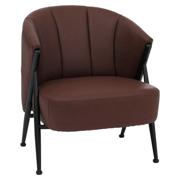 Mendler Sessel HWC-P30, Polster-/Cocktail-/Clubsessel Lounge Chair Vintage Retro Industrial Metall Kunstleder, rostrot, 118688