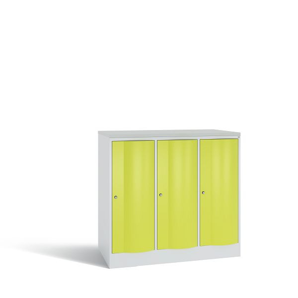 C+P Spind Resisto, 3 Abteile, H1077xB1148xT640 mm, Grau/Viridingrün/DBS Hellgrau, 8271-373 S10088