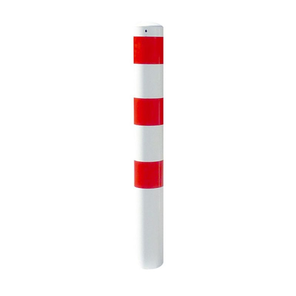 Stein HGS Stahlrohrpoller/Rammschutzpoller -Bollard-, 1500 mm/mit Dreikantverschluss, gelb beschichtet mit 3 schwarzen Streifen, 1 Öse, 36705b-g-101