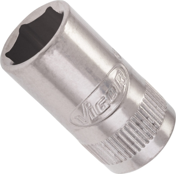 VIGOR Steckschlüsseleinsatz, Vierkant hohl 6,3 mm (1/4 Zoll), Außen-Sechskant Profil, 9 mm, Länge: 25 mm, Für Handbetätigung, V2421N
