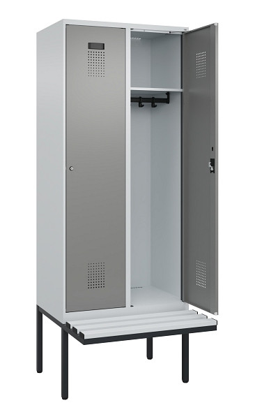C+P Spind Evolo PLUS, 2 Abteile, 2120x800x815mm, 7035/0004, Haken 4, Zylinderschloss, Material Sitzfläche Kunststoff, 0490407-22 S10095