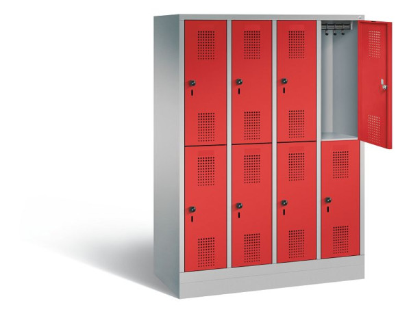 C+P Spind doppelstöckig Evolo, H1600xB1190xT500mm, Farbe: Weißaluminium / feuerrot, 483206-40 S10108