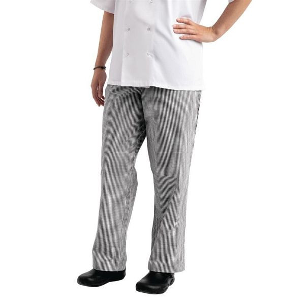 Whites Unisex Kochhose Easyfit schwarz weiß kleinkariert XS, A026T-XS