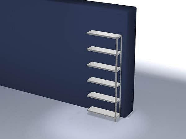 hofe Edelstahl-Anbauregal, 2500 x 1000 x 300 mm, 6 Fachböden, 200 kg Fachlast, 1200 kg Feldlast, Schraubsystem, WEA25310M