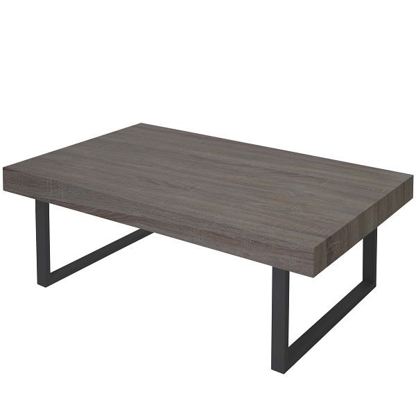 Mendler Couchtisch Kos T576, Wohnzimmertisch, 40x110x60cm, Dunkle Eiche, dunkle Metall-Füße, 45950