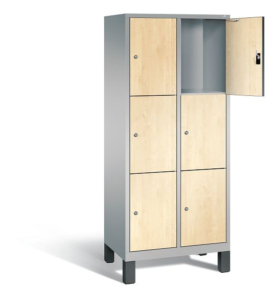 C+P Schließfachschrank Evolo, H1850xB810xT500mm, Farbe: Weißaluminium / Dekor Donau-Ahorn, 48010-223 S10162