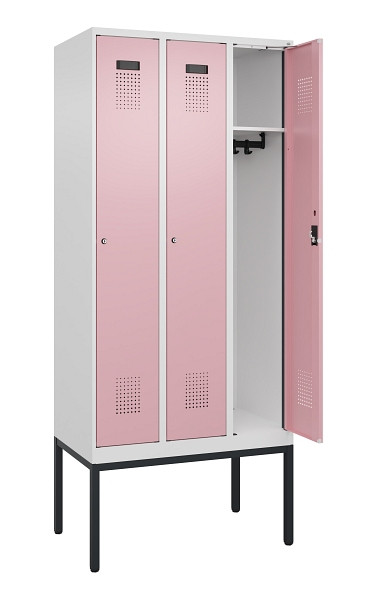 C+P Spind Evolo PLUS, Gestell, 3 Abteile, 2120x900x500mm, 9016/3015, Verschluss Zylinderschloss, Ablageböden 3, 0490307-30 S10045