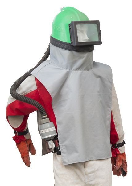 ELMAG Schutzmaske (Helm) komplett Typ 'Astro' M06 für Sandstrahlgeräte, inklusive Beckengurt mitRegeleinheit und Aktivkohlefilter, 22380