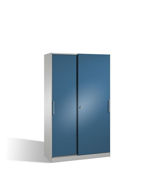 C+P Schiebetürenschrank Asisto, H1980xB1200xT435mm, Farbe: Lichtgrau / Fernblau, Bügelgriff, 5 OH, 142001-000 S10099