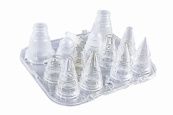 Schneider Tüllen Kassetten-Set aus Polykarbonat, transparent, Ø 1, 2, 3, 5, 7, 9, 13, 15 mm, 196600