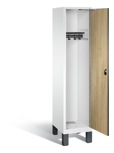 C+P Garderobenschrank Evolo, H1850xB420xT500mm, Farbe: Verkehrsweiß / Dekor Eiche Sereno, 48010-12 S10263