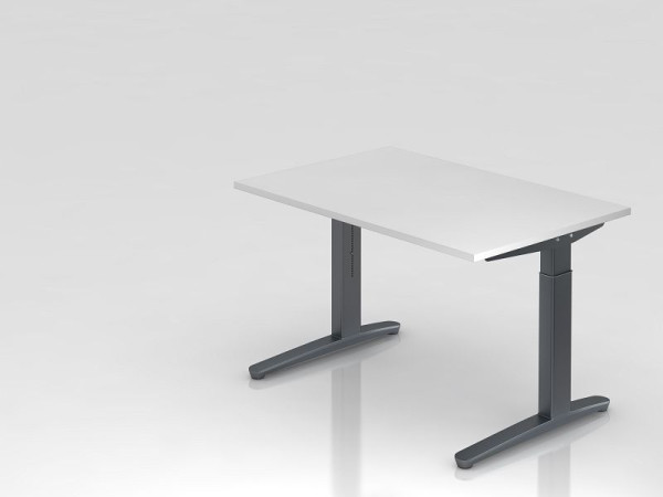 Hammerbacher Schreibtisch C-Fuß 120x80cm Weiß/Graphit, Rechteckform, VXB12/W/GG