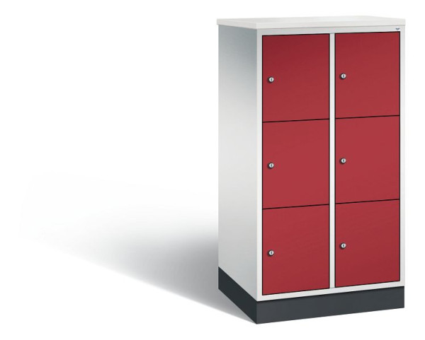 C+P Schließfachschrank Intro, H1255xB620xT490mm, Farbe: Lichtgrau / Rubinrot, 8573-201 S10245
