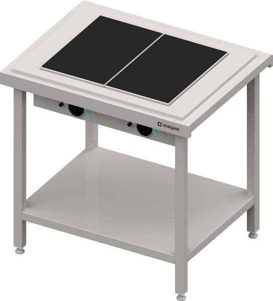 Stalgast Edelstahl Warmausgabe mit einer Glaskeramik-Wärmeplatte 2x GN1/1, 920x750x880, Granitabdeckung "Standard G1", CF09208