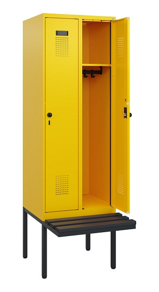 C+P Spind Evolo PLUS, 2 Abteile, 1950x600x815mm, 1023/1023, Drehriegel, Sitzfläche Kunststoff, 0490405-20 S10076