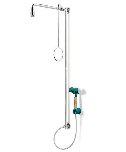 B-SAFETY Körperdusche mit Hand-Augendusche mit 2 Brauseköpfe, Edelstahl, Wandmontage, BR 864095, DVGW, 305303