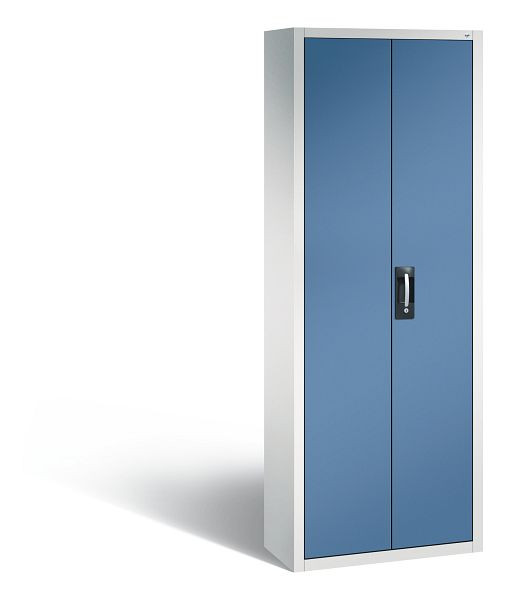 C+P Magazinschrank Serie 13, H1980xB700xT300mm, Farbe: Lichtgrau / Fernblau, Muldengriff, 133113A21 S10024