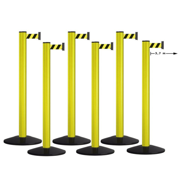 Stein HGS Personenleitsystem 6er-Set -Beltrac Extend Safety-, mobil, rot (RAL 3020), rot/weiß schraffiert, 12444