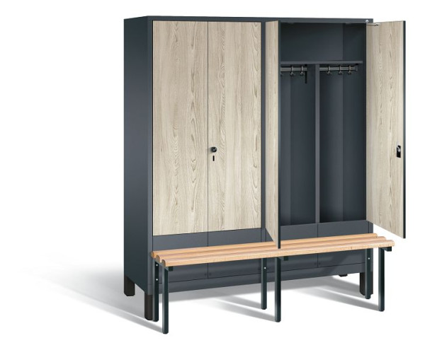 C+P Schwarz-Weiss-Spind Evolo, H1850xB1590xT815mm, Farbe: Anthrazitgrau / Dekor Sen-Esche, 48032-42 S10084