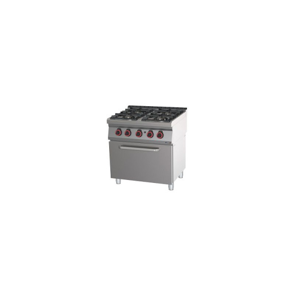 Casselin Gasherd mit 4 Kochstellen und Gasbackofen GN 2/1 80 - Linie 700, C7FOG4FFG80