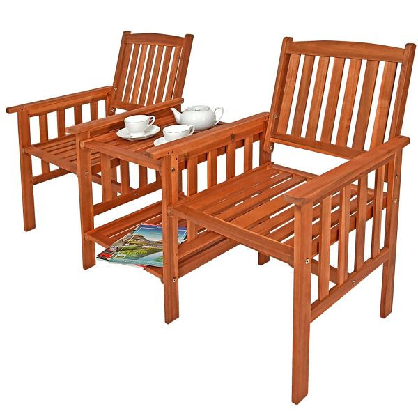 casaria Gartenbank Akazienholz mit Tisch 164x63x91cm, 103759