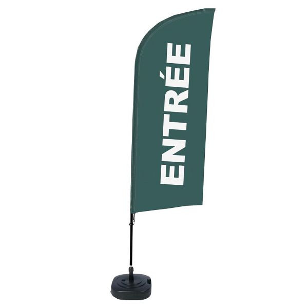 Showdown Displays Beachflag Alu Wind Komplett-Set Eingang Grau Französisch, BFAW310-WT21-I600
