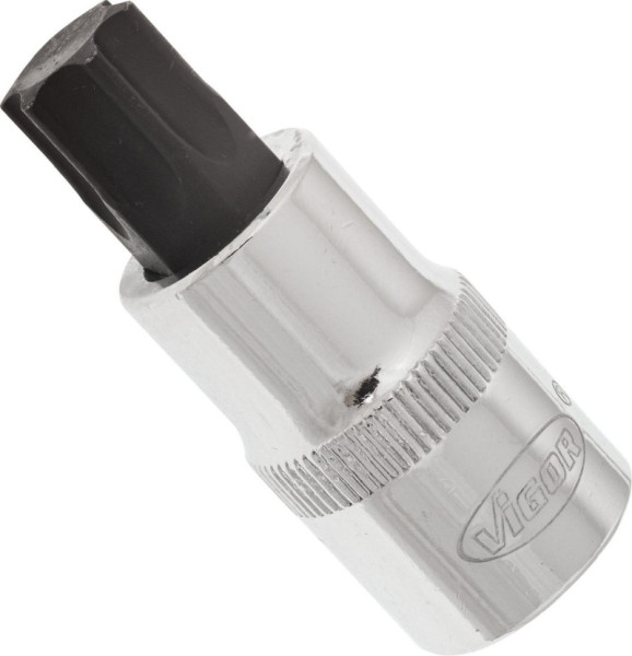 VIGOR TORX Schraubendreher-Einsatz, Vierkant hohl 12,5 mm (1/2 Zoll), Innen TORX Profil, T60, Länge: 55 mm, für Handbetätigung, VE: 5 Stück, V2159