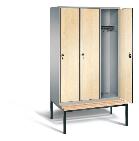 C+P Garderobenschrank Evolo, H2090xB1200xT815mm, Farbe: Weißaluminium / Dekor Donau-Ahorn, 48050-32 S10466