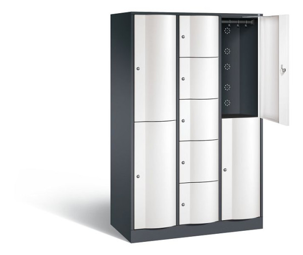 C+P Kombi-Schließfachschrank Resisto, H1950xB1148xT540mm, Farbe: Schwarzgrau / Verkehrsweiß, 8070-3720 S10036