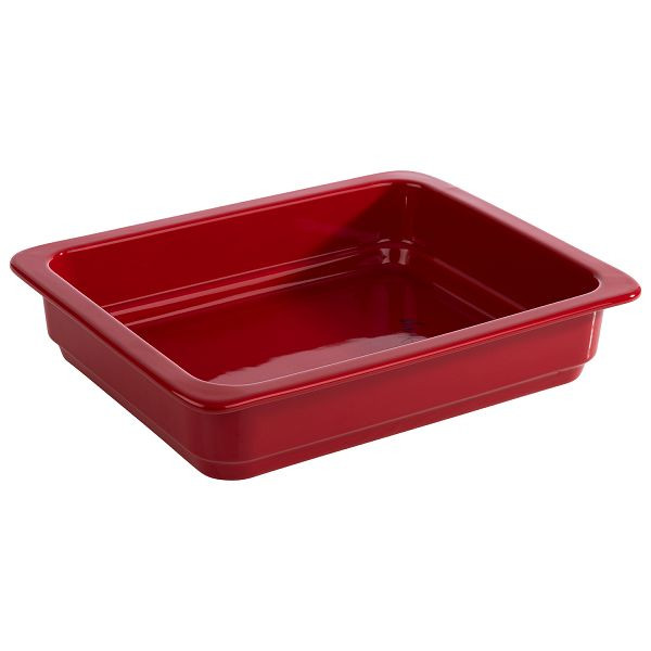 APS GN 1/2 Behälter, 32,5 x 26,5 x 6 cm, Porzellan, rot, hitzebeständig bis 220°C, 3,4 Liter, 82276