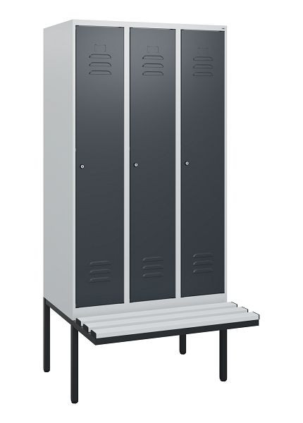 C+P Umkleidespind Classic PLUS, 3 Abteile, 1950x900x815mm, 7035/7016, Zylinderschlösser, 0800405-30 S10053