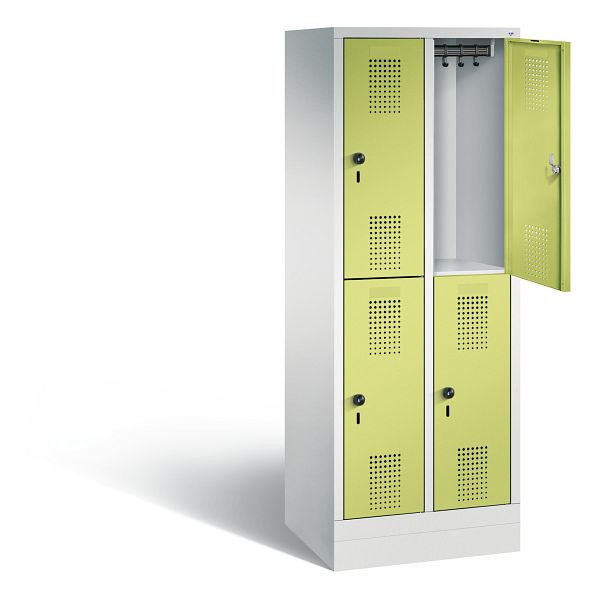 C+P Spind doppelstöckig Evolo, H1600xB610xT500mm, Farbe: Lichtgrau / Viridingrün, 483206-20 S10037