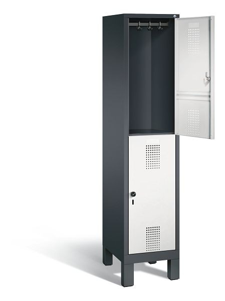 C+P Spind doppelstöckig Evolo, H1850xB420xT500mm, Farbe: Schwarzgrau / Lichtgrau, 48310-12 S10004