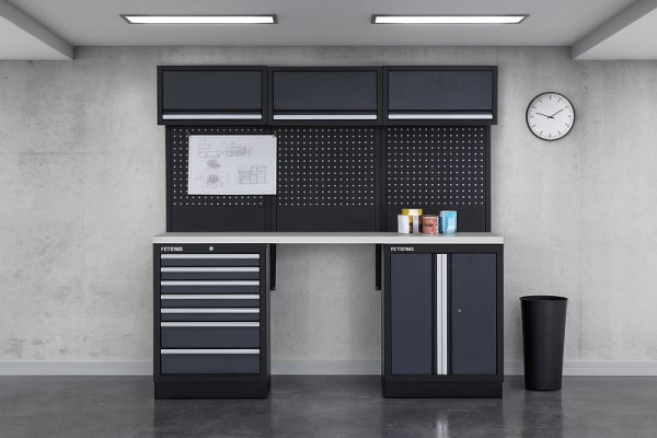 FEISTOS Werkstatteinrichtung Ferros 8E Schwarz, Grau, 46x204x200cm, FE9998S