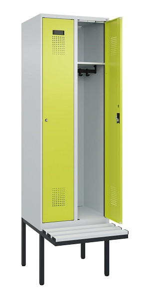 C+P Spind Evolo PLUS, 2 Abteil, 2120x600x815mm, 7035/0024, Zylinderschloss, Material Sitzfläche Kunststoff, 0490407-20 S10096