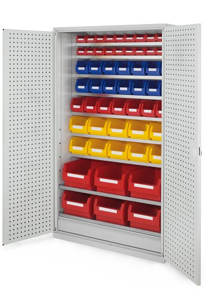 Kappes Großraum Schrank Modell 23 RAL 7035, 1950 x 1130 x 590 mm, Türinnenseite: RasterPlan Lochplatten, 1 Schubladen unten, 1780.10.3013